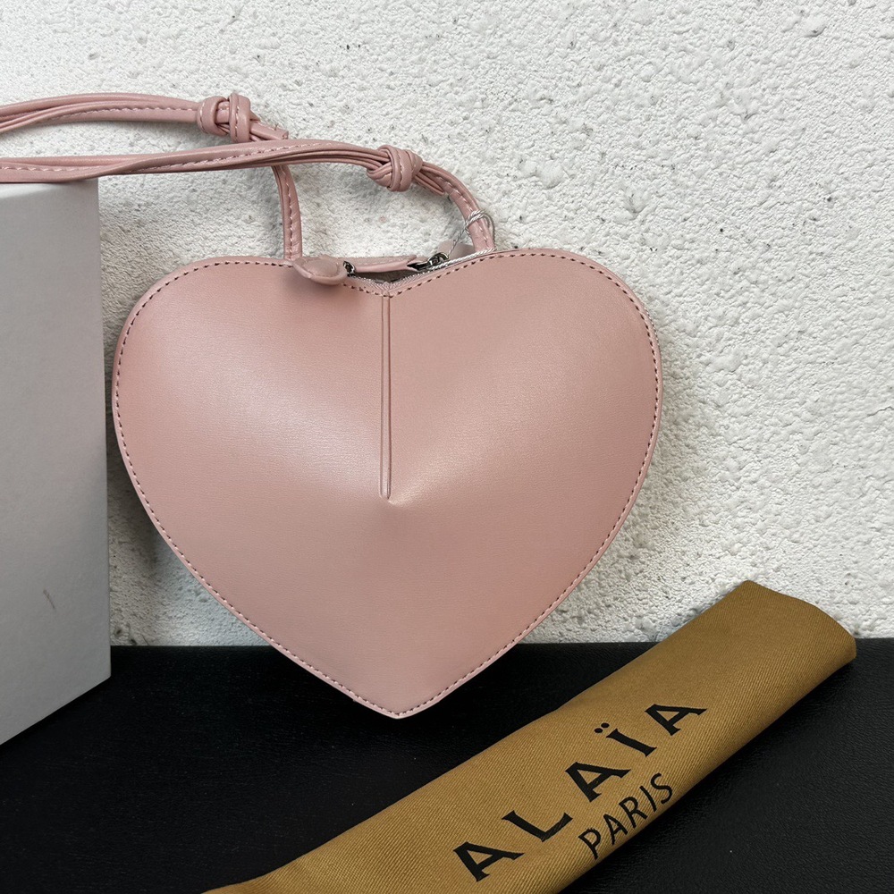 ALAÏA Pink Heart Shape Leather Crossbody Bag